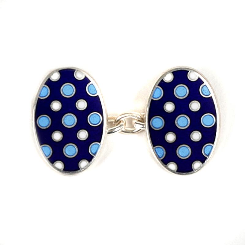 Sterling Silver Polka Dot Hand Enamelled Cufflinks
