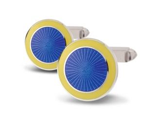 Sterling Silver Blue/Yellow Hand Enamelled Cufflinks