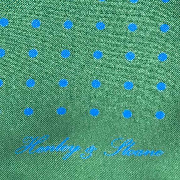 Light Green/Royal Blue Dot Silk Pocket Square