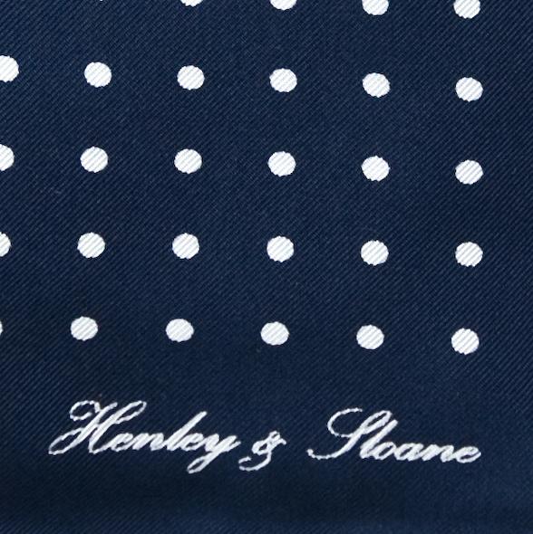 Navy/White Dot Silk Pocket Square