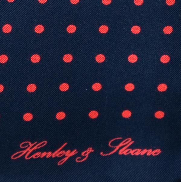 Navy/Red Dot Silk Pocket Square