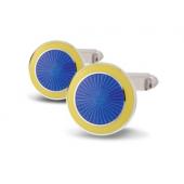 Sterling Silver Blue/Yellow Hand Enamelled Cufflinks